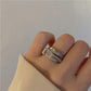 2024 Silberfarbener Strass-Ring Mehrlagige Wickelringe für Damen Hochzeit Vollzirkon-Fingerringe Mode Schmuck Geschenke