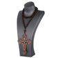 Diyalo Katholisches Metallkruzifix Jesus Christus Kreuz Anhänger Halskette Rosenkranz Holzkugeln Kette Halskette Damen Herren Schmuck Geschenk