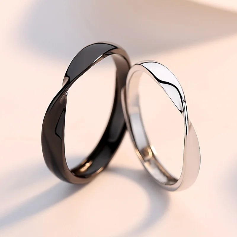 Fashion Schwarz Weiß Ring Geometrische Unregelmäßigkeiten Glatte Paar Verstellbare Ringe Einfachheit Studentenparty Schmuck