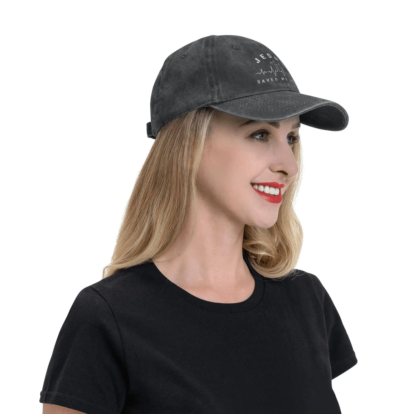 Jesus Christus Männer Frauen Baseballkappe Jesus hat mein Leben gerettet Distressed Denim Hüte Vintage Outdoor Laufen Golf Verstellbare Kopfbedeckung