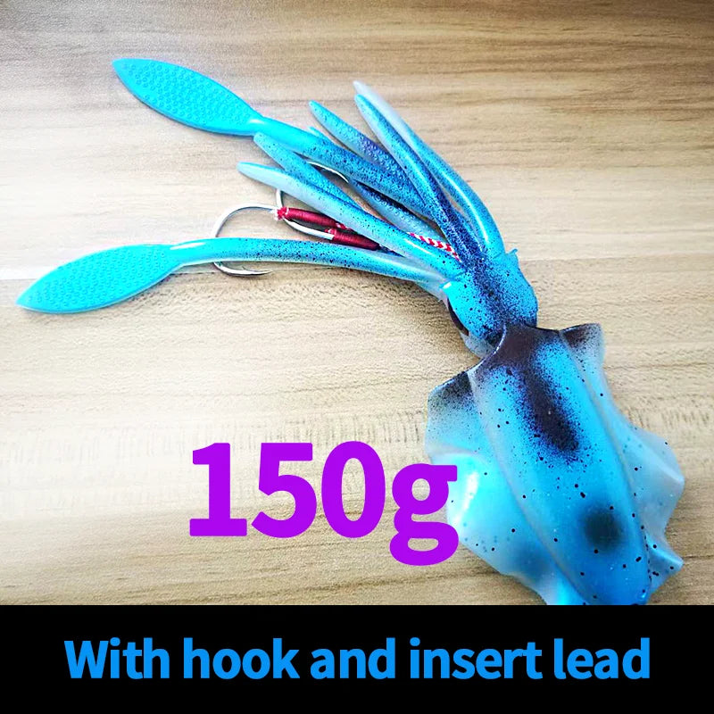 SUNMILE Angel-Gummiköder Tintenfisch 20g/60g/80g/100g/120g/150g Leuchtend/UV-Tintenfisch-Jig Angelköder für Meeresangeln Wobbler Köder