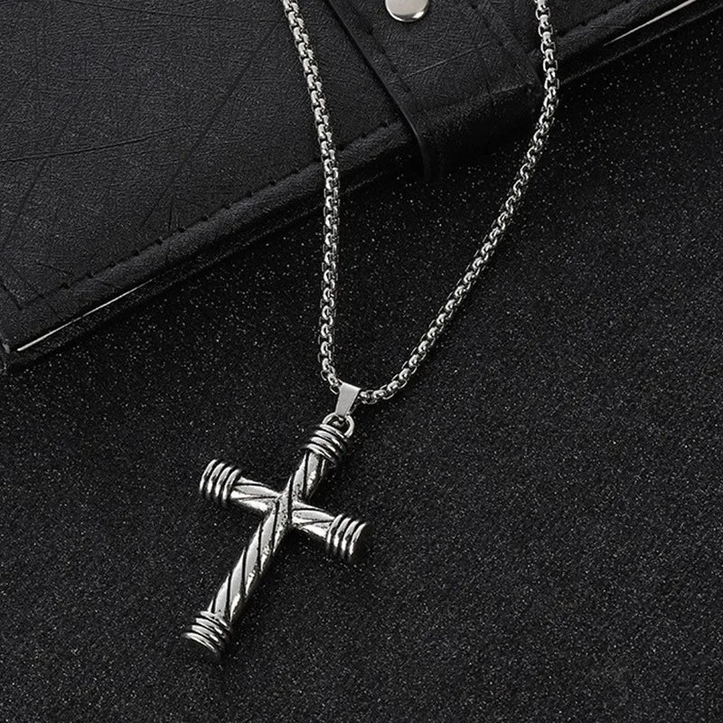 Einfache geometrische Kreuz-Anhänger-Halskette für Damen, Metallschmuck, silberfarbene Kette, Choker, Partygeschenk für Herren, Accessoires