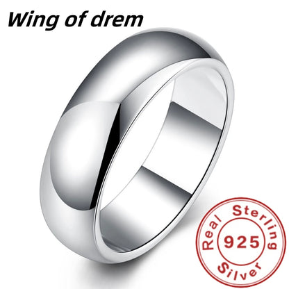 Hochwertiger 925er Sterling Silber Ring Mode Schlichter Glatter Runder Ring Partyschmuck für Frauen Größe 5 6 7 8 9 10 11
