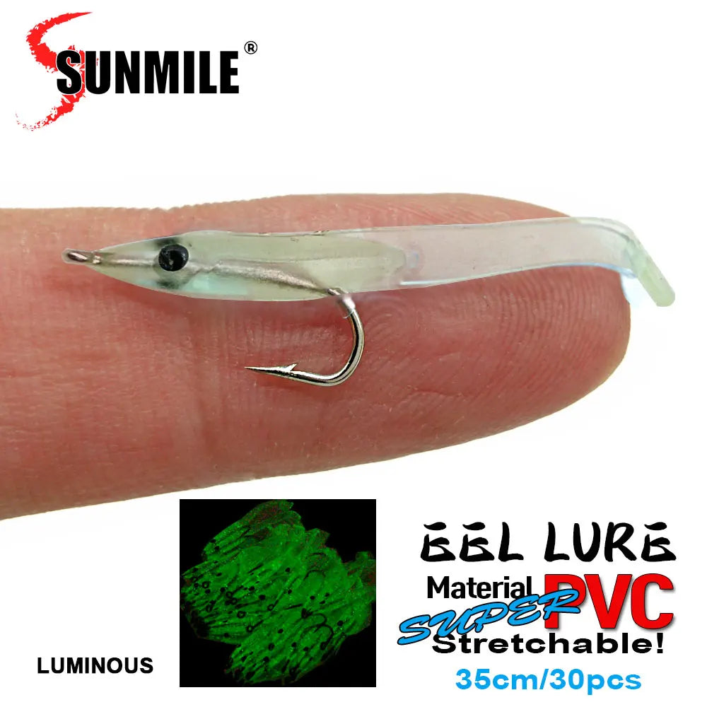 SUNMILE 30pcs 0.3g 35mm Eel Soft Fishing Lure Pesca Peche Tackle Wobblers Fish Lures Carp Leurre Souple Soft baits