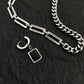 Edelstahl Cuban Gliederkette Halskette für Herren Schwarz Quadrat Anhänger Halskette Herren Halsketten Coole Hip Hop Halskette Neu