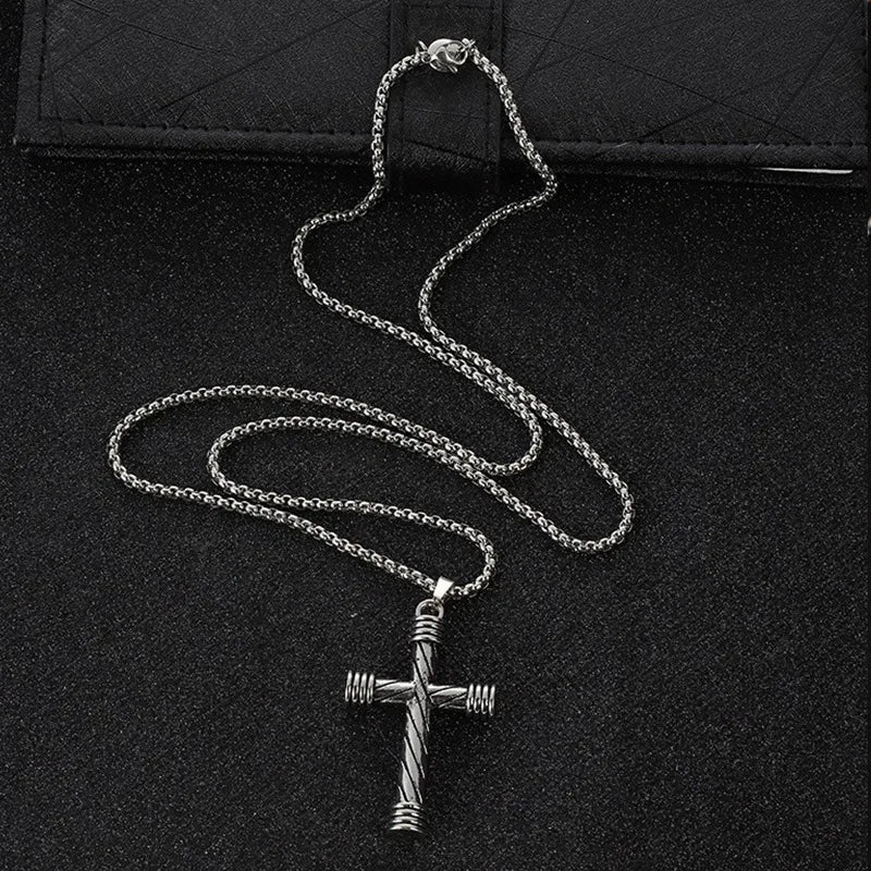 Einfache geometrische Kreuz-Anhänger-Halskette für Damen, Metallschmuck, silberfarbene Kette, Choker, Partygeschenk für Herren, Accessoires