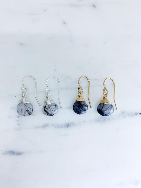 Jill Short Drop Earrings in Black Rutilated Quartz