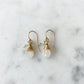 Jill Short Drop Earrings in Rainbow Moonstone with Chalcedony Drop