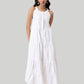 Sleeveless embroidered tiered maxi dress