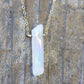 Single Raw Rainbow Quartz Crystal Pendant Necklace in Gold