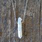 Single Raw Rainbow Quartz Crystal Pendant Necklace in Silver