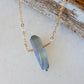 Single Raw Mystic Grey Quartz Crystal Pendant Necklace in Gold