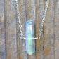 Single Raw Mystic Grey Quartz Crystal Pendant Necklace in Silver