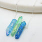 Raw Blue and Green Titanium Quartz Necklace