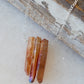 Three Raw Peach Quartz Crystal Pendant Necklace in Silver