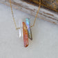 Three Raw Quartz Crystal Pendant Necklace with Mystic Gray, Rainbow and Peach Quartz in Gold