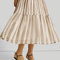 Strappy Tiered Maxi Dress in Beige Stripes