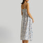Strappy Gathered Blue Floral Midi Dress