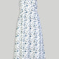 Strappy Gathered Blue Floral Midi Dress