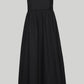 Strappy Gathered Midi Dress in Black