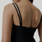 Strappy Gathered Midi Dress in Black
