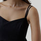 Strappy Gathered Midi Dress in Black