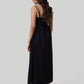 Strappy Gathered Midi Dress in Black