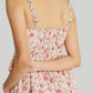 Strappy Gathered Midi Dress in Pink Florals