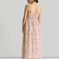 Strappy Gathered Midi Dress in Pink Florals