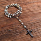 8mm Natursteinperlen Hämatit Kreuzanhänger für Herren Damen Katholische Christus Rosenkranz Kreuzanhänger Halskette Dropshipping