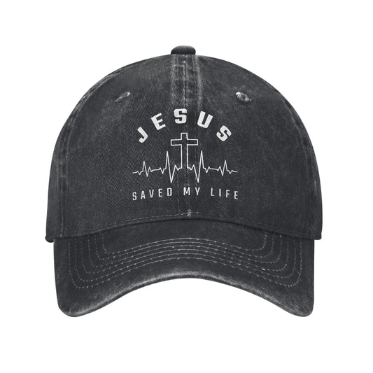 Jesus Christus Männer Frauen Baseballkappe Jesus hat mein Leben gerettet Distressed Denim Hüte Vintage Outdoor Laufen Golf Verstellbare Kopfbedeckung