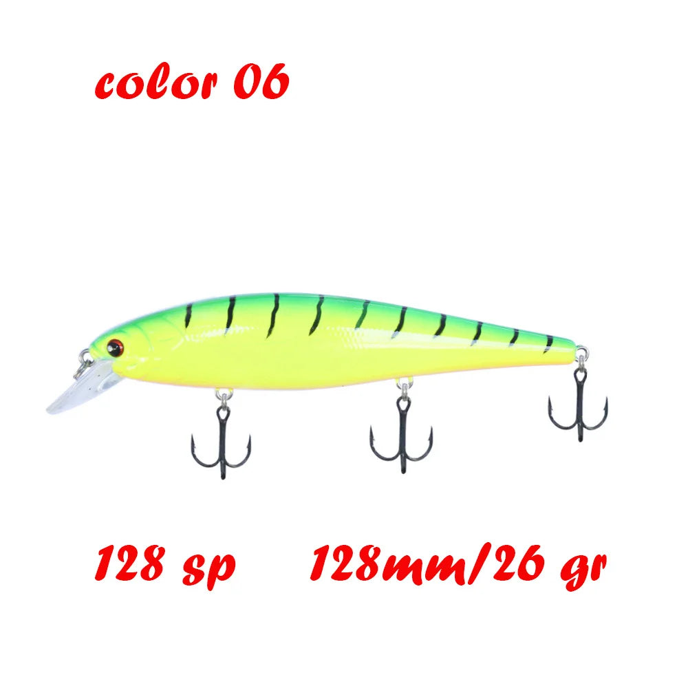 BassLegend Fishing Artificial Bait Suspending Minnow Shallow Wobbler Jerkbait Shad Bass Pike Lure 128 SP 78 F 65 SP