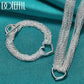DOTEFFIL 925 Sterling Silver Multi-Line Chain Heart Necklace Bracelet Network Ring  For Women Wedding Engagement Party Jewelry