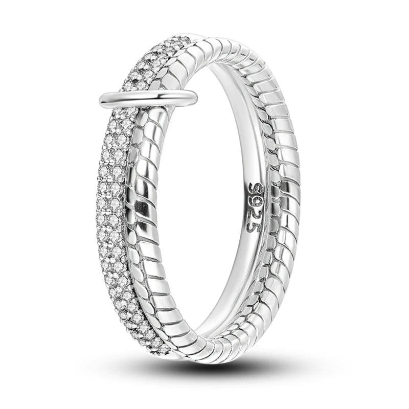 Ringe für Frauen 925 Silberfarbe Zirkon Wickellinie Geometrischer Sternring Verlobung Hochzeit Romantisches Valentinstag Feinschmuck Geschenk