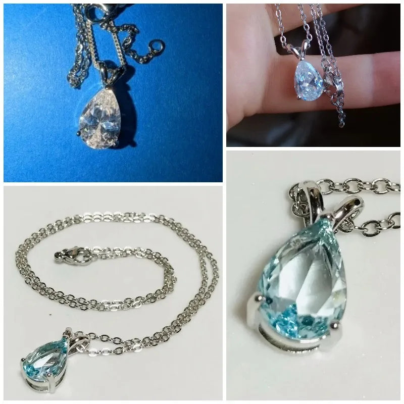 Huitan Water Drop Cubic Zirconia Crystal Women's Necklace Simple and Elegant Female Accessories Gift Wedding Jewelry 2021 Trendy