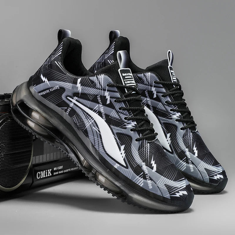 Men's Fashion Basketball Shoes with Air Cushions, Comfortable and Non-Slip, Breathable and Shock-Absorbing, Suitable for Men's Outdoor Activities