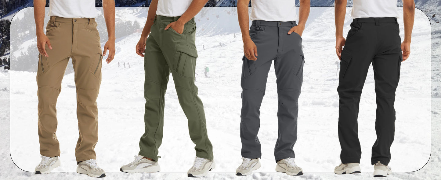TACVASEN IX9 Winter Softshell Thermo Wanderhose Arbeitshose Herren Fleece Cargohose Wasserdicht Warm Outdoor Männer Hose