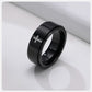 Vnox Spinner Kreuzring für Herren, schwarzer Edelstahl drehbarer Stressabbau-Fingerband, Jungen Christus Jesus Religion Ring