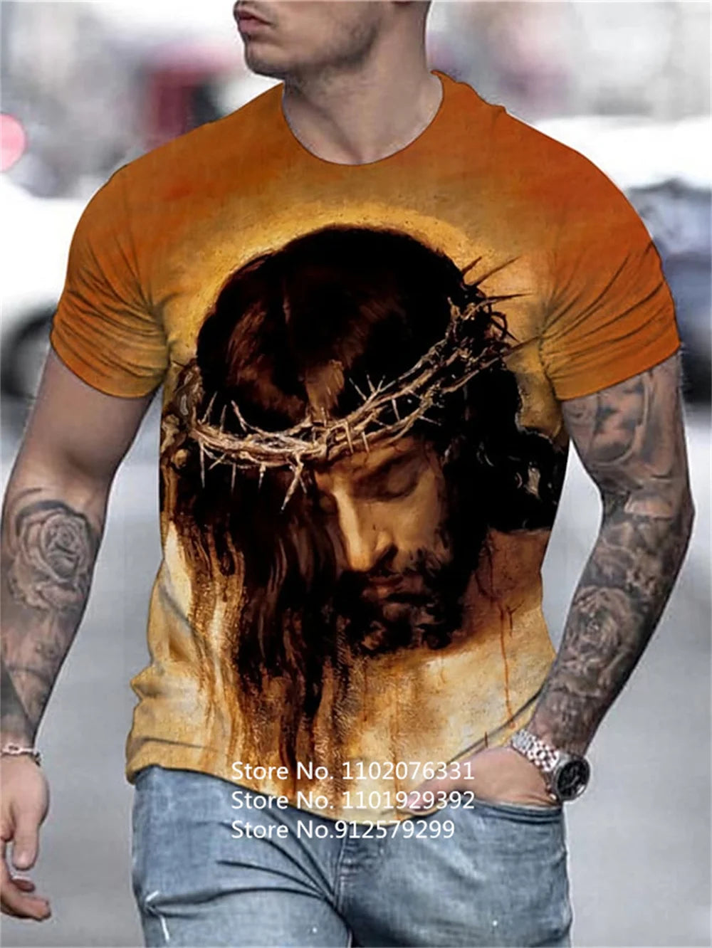 Fashion Jesus Christus 3D-Druck T-Shirts Herren Damen Lässiges Kurzarm Cooles T-Shirt Harajuku Streetwear Tops