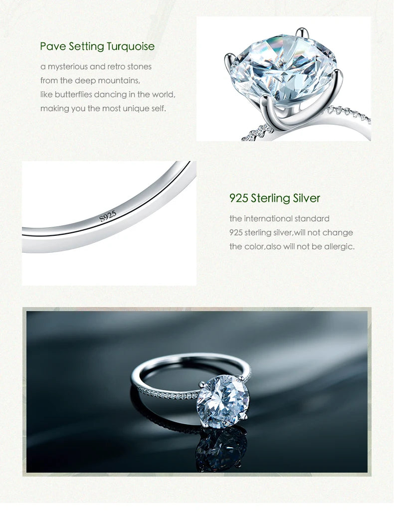 2023 Klassischer Luxus Echter massiver 925 Sterling Silber Ring 3 Karat 10 Herzen Pfeile Zirkon Hochzeitsschmuck Ringe Verlobung Für Frauen