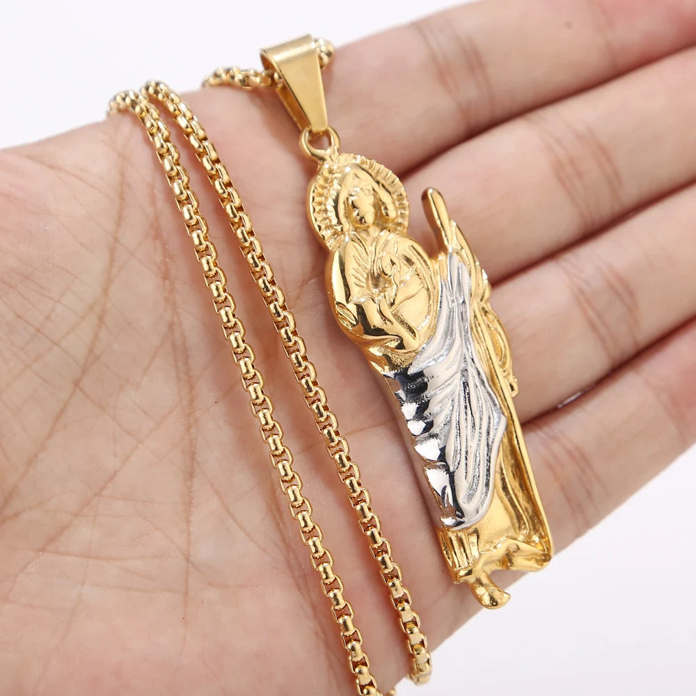 316L Edelstahl Charm Mode Kruzifix Jesus Kreuz Halskette Anhänger Mehrlagige Jesus Christus Kruzifix Halsketten 24''
