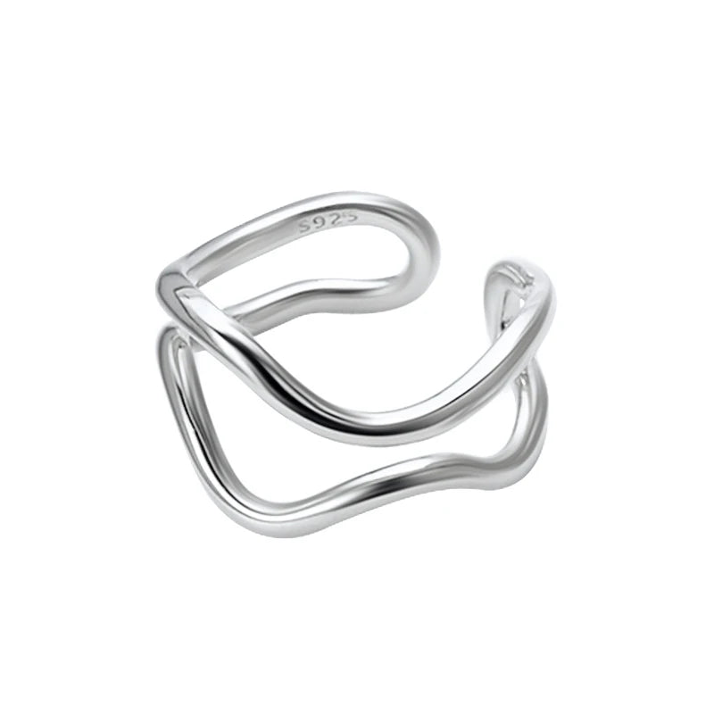 Vergoldete versilberte unregelmäßige Doppelschicht-Ringe, größenverstellbar, Neu 2020, Mode, Luxus, Metall, Rock, Punk, verstellbarer Ring Schmuck