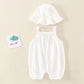 2PCS Summer Baby Clothes Set With Cap Toddler One Piece Cute Bear Sling Romper Fisherman Hat Infant Girl Boy Jumpsuit Outfit