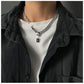 Edelstahl Cuban Gliederkette Halskette für Herren Schwarz Quadrat Anhänger Halskette Herren Halsketten Coole Hip Hop Halskette Neu