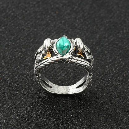 Lord Ring of Barahir, Aragorn, Gondor, Grüne Kristallringe, Cosplay Kreativität, Persönlichkeitsschmuck, Geschenke für Männer