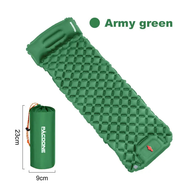 Outdoor-Camping aufblasbare Matratze Isomatte mit Kissen Ultraleichte Luftmatratze Eingebauter Inflatorpumpe Wandern