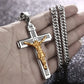 316L Edelstahl Charm Mode Kruzifix Jesus Kreuz Halskette Anhänger Mehrlagige Jesus Christus Kruzifix Halsketten 24''