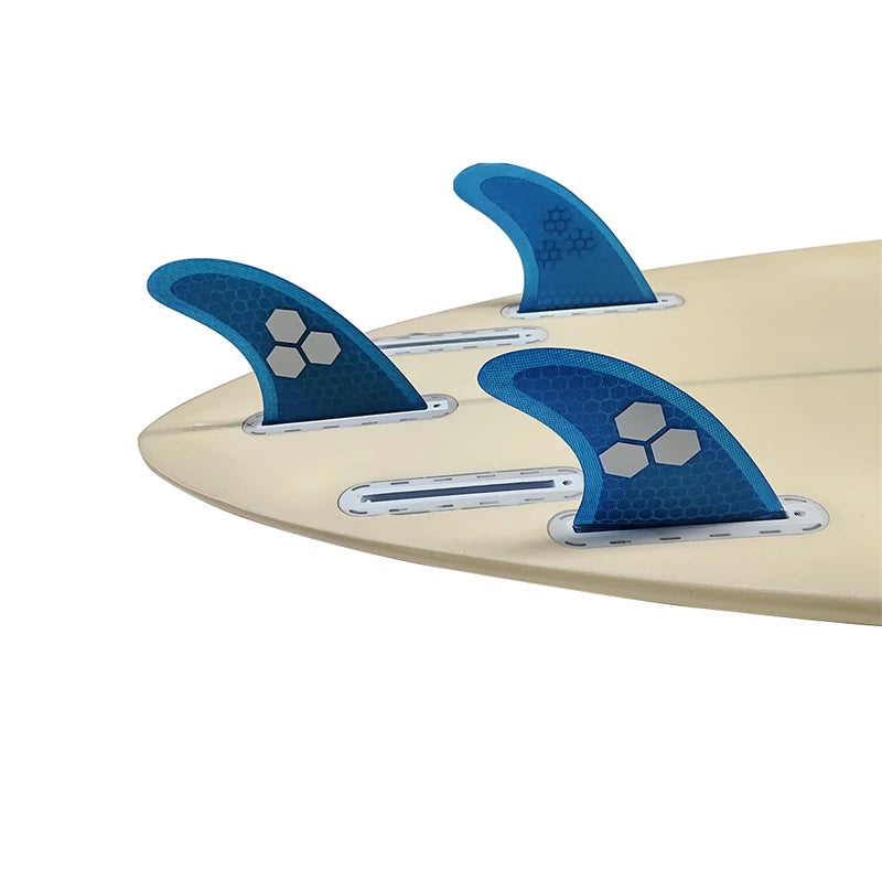 Surfbrett Flossen Set Tri Finnen UPSURF Future S/M/L Honeycomb Fiberglas Orange/Gelb/Blau/Grau/Grün mit schwarzem Logo Funboard Finnen
