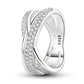 Ringe für Frauen 925 Silberfarbe Zirkon Wickellinie Geometrischer Sternring Verlobung Hochzeit Romantisches Valentinstag Feinschmuck Geschenk