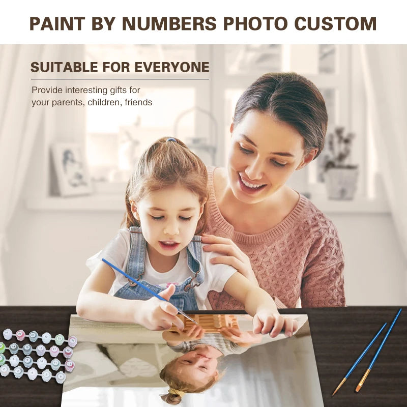24/36 Farben Personalisiertes Malen nach Zahlen Foto Custom DIY Ölgemälde nach Zahlen Bild Leinwand Porträt Familie Kinder Foto